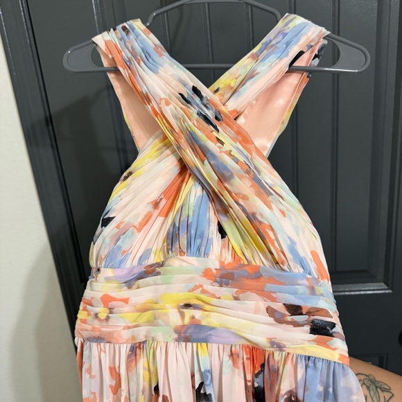 NWT Calvin Klein Elegant Pink Floral Halter Maxi Dress - Picture 5 of 16